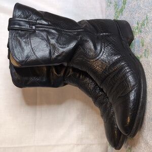Vint. 🇺🇲made Justin Black Leather Western Cowgirl Boots womens 8.5D